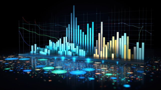 Representation of data analytics,charts, graphs and data driven insights emerging from a sea of information