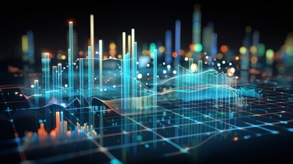 Representation of data analytics,charts, graphs and data driven insights emerging from a sea of information