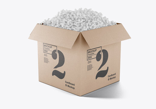 Shipping Box with Foam Mockup