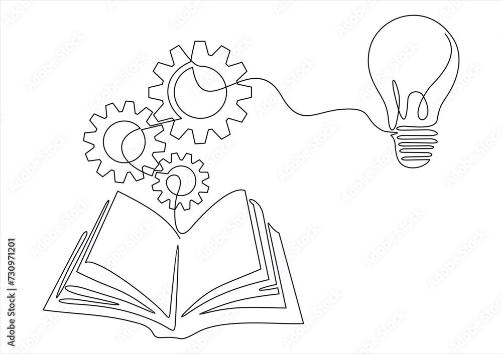 Poster innovation related vector conceptual illustration.open book light bulb conceptual vector illustratio