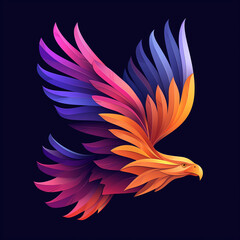 A vibrant eagle in flight vector icon illustration, symbolizing freedom and vision in a dynamic, abstract design