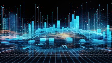 Fototapeta premium Representation of data analytics,charts, graphs and data driven insights emerging from a sea of information
