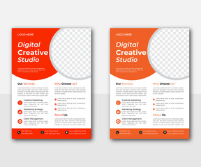 Corporate business flyer template design set with red, color. Abstract geometric background, modern publication poster magazine, layout in A4 size 