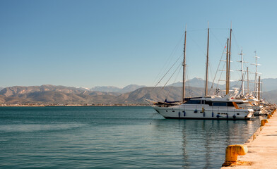 boat moored in the Aegean Sea in Greece