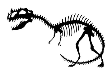 Fototapeta na wymiar Dinosaur skeleton. Dino monsters icon. Shape of real animal. Sketch of prehistoric reptiles. illustration isolated on white. Hand drawn sketch