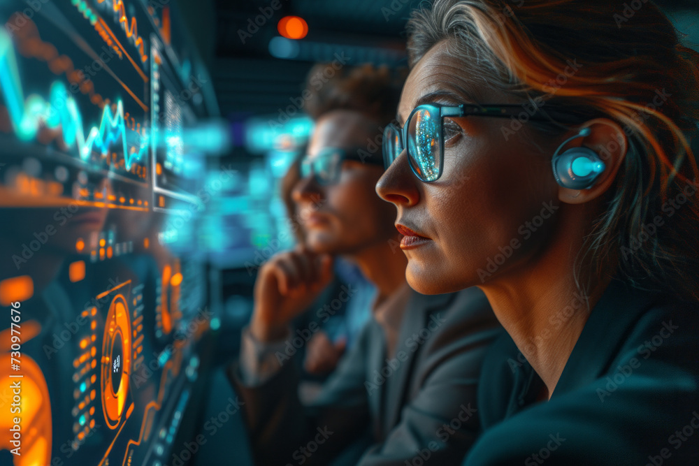 Poster data scientists work and professional engineer provide maintenance in data center, technology and bi
