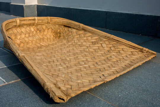A traditional Handmade Bamboo Rice and wheat Cleaner. Uttarakhand India.