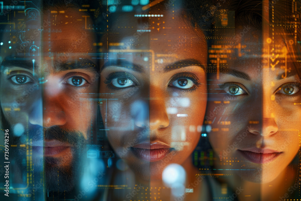 Poster data scientists work and professional engineer provide maintenance in data center, technology and bi