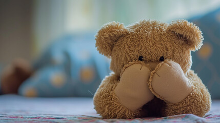 divorce effect on children concept. Teddy bear covering eyes