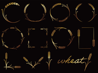 麦の飾り枠セット　ゴールド