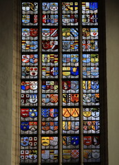 Amsterdam Oude Kerk Church Stained Glass Window Close Up, Netherlands