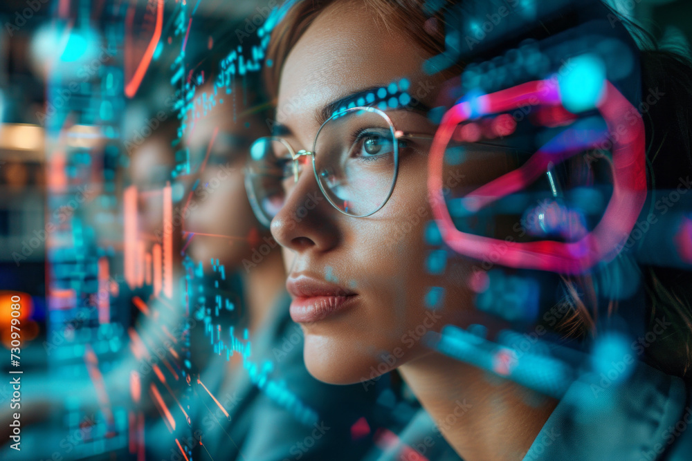 Poster data scientists work and professional engineer provide maintenance in data center, technology and bi