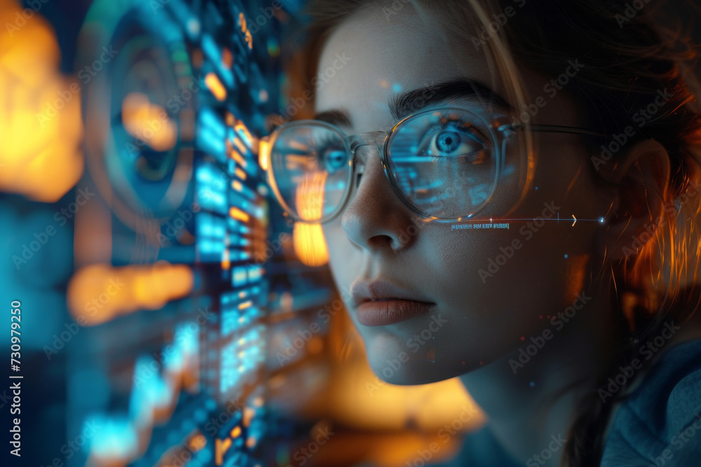 Poster data scientists work and professional engineer provide maintenance in data center, technology and bi