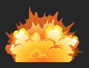Explosion animation effect for game. Burst explosion in cartoon style. Bomb or bang.  isolated illustration