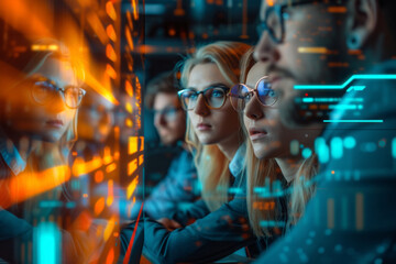 Obraz premium Data scientists work and Professional engineer provide maintenance in data center, technology and big data