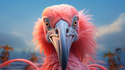 Fototapeta premium close-up selfie portrait of a fantastic flamingo