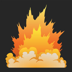 Explosion animation effect for game. Burst explosion in cartoon style. Bomb or bang.  isolated illustration