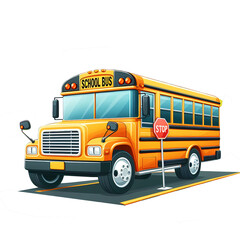 back to school, school bus illustration no background