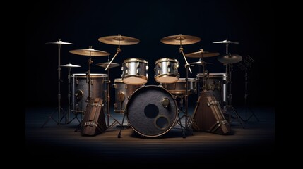Fototapeta na wymiar drum kit on the stage. Generative AI