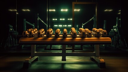 Dumbells in the gym. Generative AI