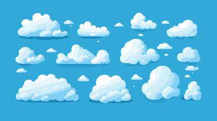 Cartoon cloud vector set. Blue sky with white clouds