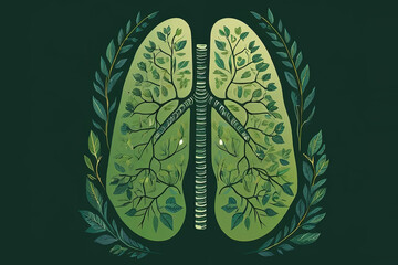 Green lungs illustration. Symbolizing the importance of nature for a sustainable future. Perfect for environmental themes. 