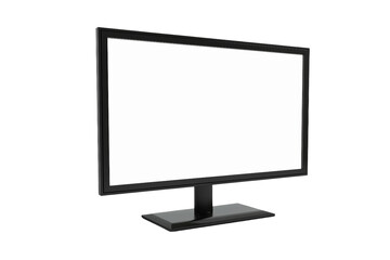 3D Rendering Computer Monitor with Blank White Screen on Transparent Background