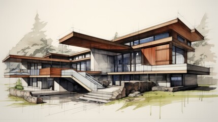 Naklejka premium an architectural projects house sketch.