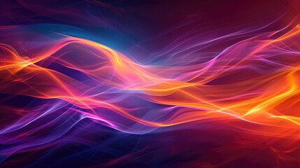 Obraz premium Light neon shape wave. Speaking sound wave. Abstract light effect with glowing bright flowing curve lines, magic glow energy stream motion with particle