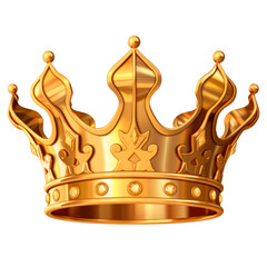 Gold crown. Isolated on transparent background.