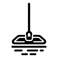 Floor mop icon symbol, flat illustration, black color silhouette, white background