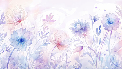 Seamless floral background with watercolor flowers Vector illustration