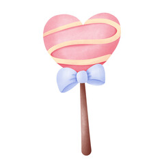 heart shaped lollipop isolated on white
