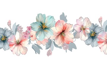 Computer Drawn Flower Illustration. Watercolor Flowers.manual Composition.big Set Watercolor Elements.