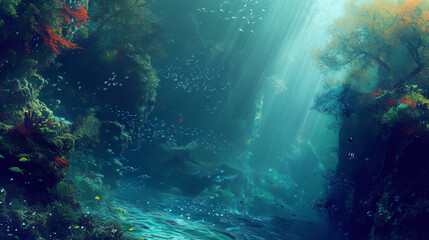 Fototapeta na wymiar Gorgeous underwater landscape wallpaper/background.
