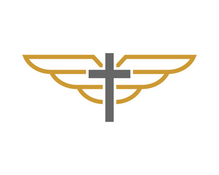 Christian cross with spread wings vector logo