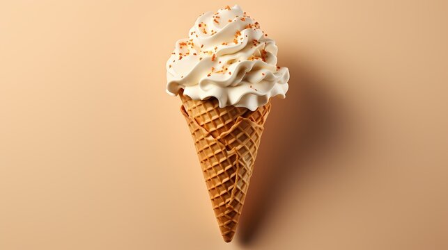 Top view of a gourmet ice cream cone mockup on a solid background