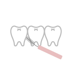 歯の間に歯間ブラシを通すイラスト素材