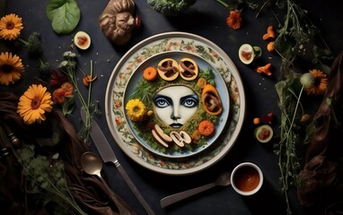 Plate With a Food Face