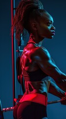 African Female Athlete in the Gym: Power and Grace