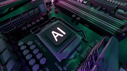 Ai sign on pcb blackboard, Ai, technology, power Button of AI. Deep-learning modern computer technologies. - Powered by Adobe