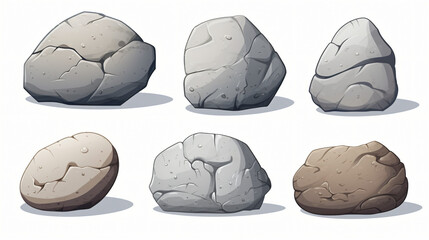 Group of granite stones on white background.