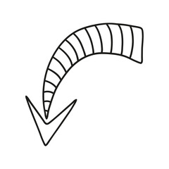 Hand drawn arrow isolated on a white background. Doodle, simple outline illustration. It can be used for decoration of textile, paper.