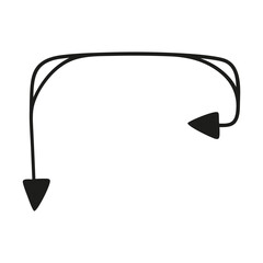 Hand drawn arrow isolated on a white background. Doodle, simple outline illustration. It can be used for decoration of textile, paper.