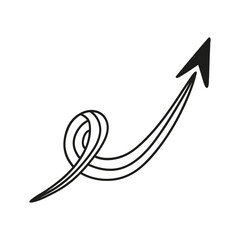 Hand drawn arrow isolated on a white background. Doodle, simple outline illustration. It can be used for decoration of textile, paper.