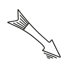 Hand drawn arrow isolated on a white background. Doodle, simple outline illustration. It can be used for decoration of textile, paper.