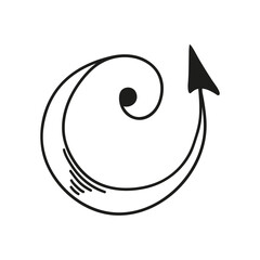 Hand drawn arrow isolated on a white background. Doodle, simple outline illustration. It can be used for decoration of textile, paper.
