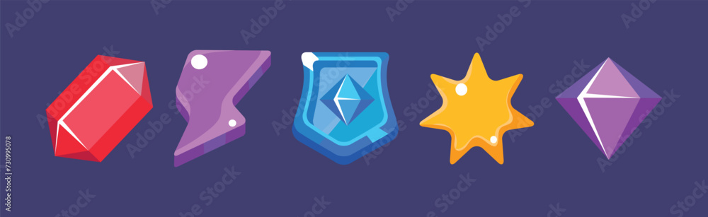 Poster game icon and glossy ui design element vector set