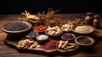Group of Chinese medicine herbs--