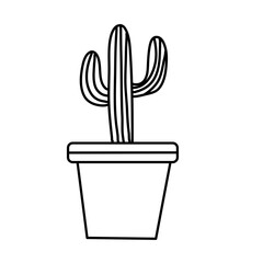 Potted cactus outline illustration